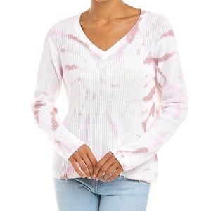 NEW w/tags Raffi White Tie-dye look knit sweater, S/M